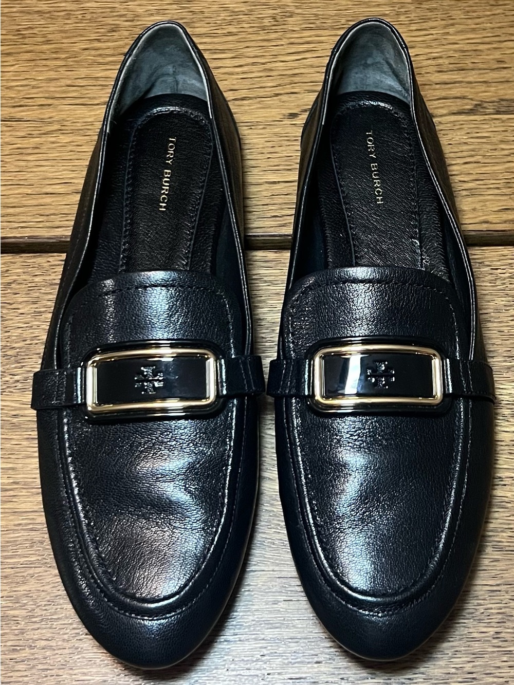 Tory Burch Georgia Loafer Leather Flat Shoe Perfect Black Size 9.5